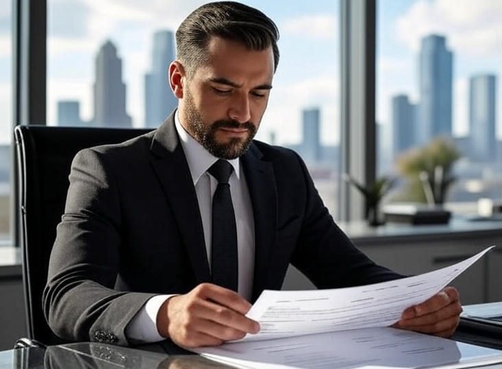 businessman reviewing a resume
